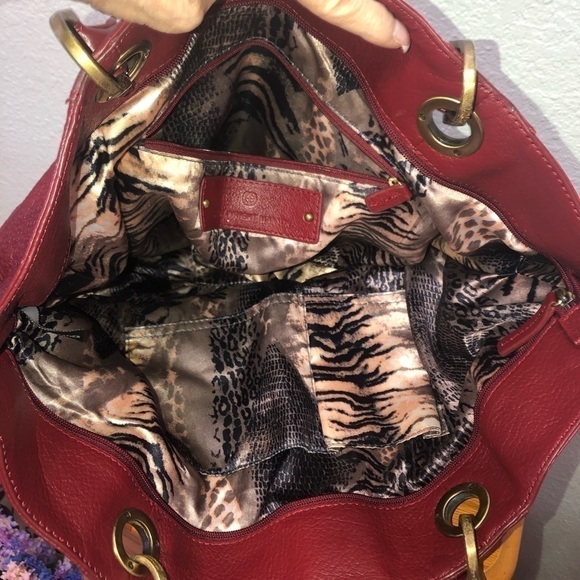 Fenn, Wright Manson -red Pebbled Leather Tote Bag with crossbody strap - Picture 7 of 13